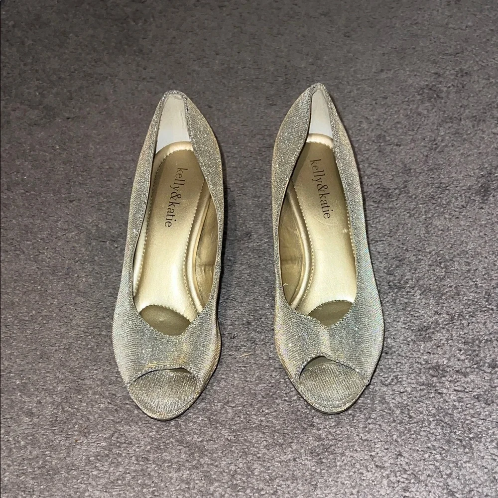 Kelly & Katie Glittering Silver and Gold Heels